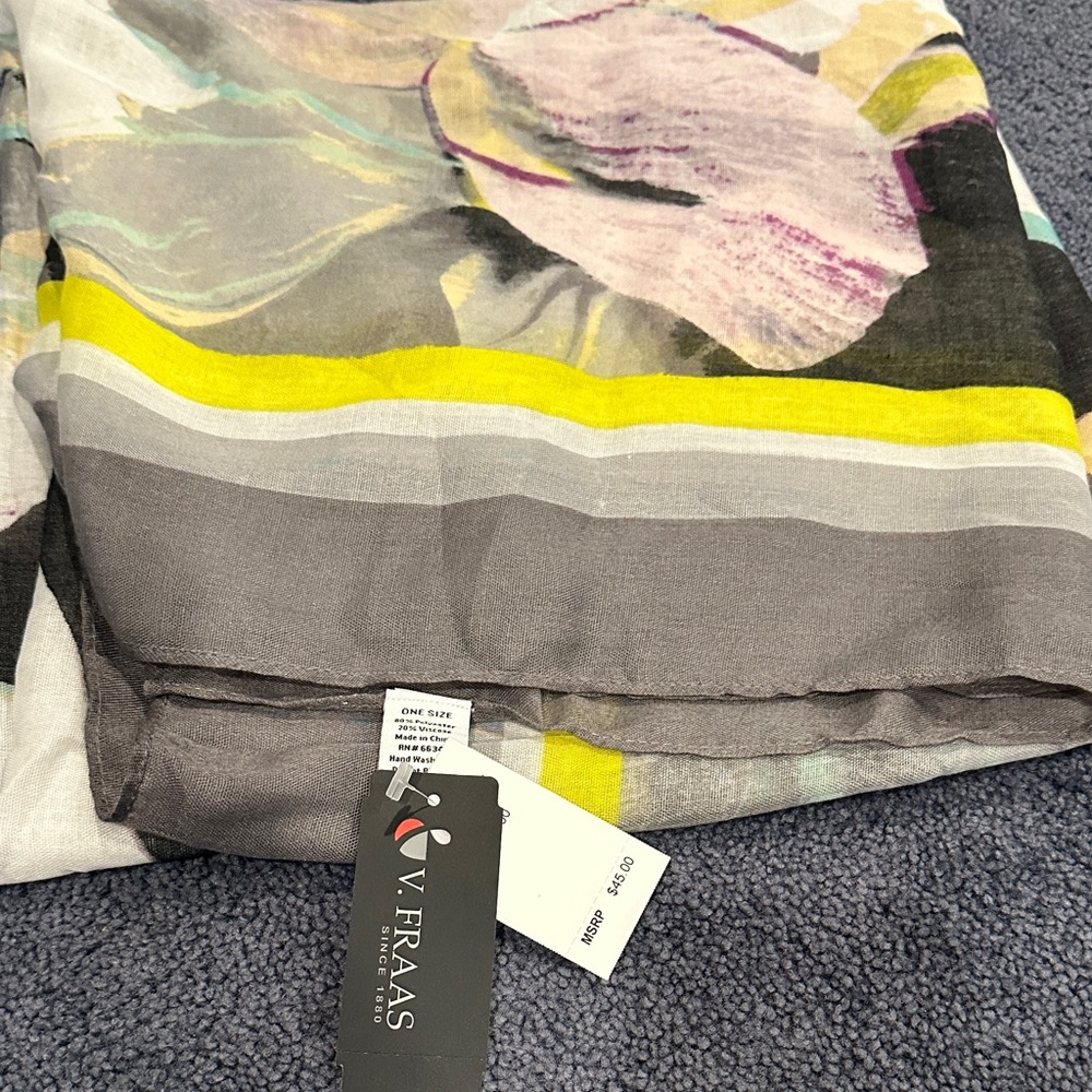Fraas Floral Scarf with Yellow and Black Highlights